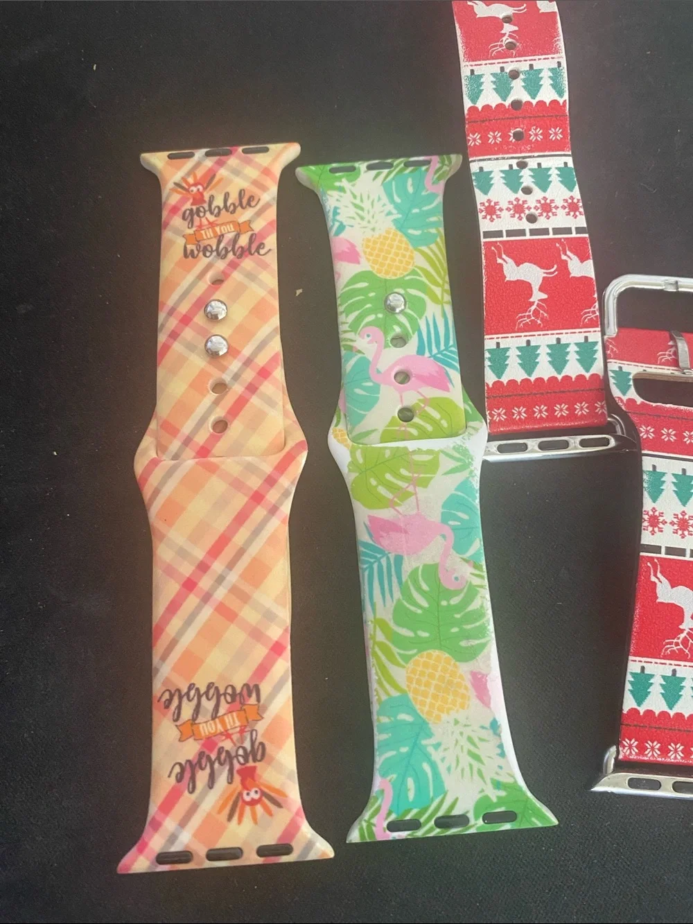 Holiday Red Reindeer Apple Watch Band - Festive Silicone Replacement